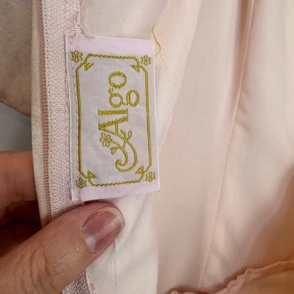 Romantic champagne vintage dress puffy sleeves lace cottagecore tulle - Picture 10 of 16